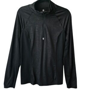90 Degree By Reflex Black Textured Quarter Zip Long Sleeve Athletic Top XL